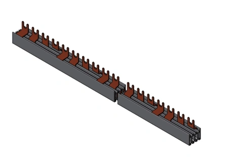 Busbar fork 4-pole, N/L1/L2/L3, 10mm², 1m