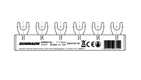 Compact-Busbar, 3-pole L1/L2/L3/L1/L2/L3, 6MW, 10mm²