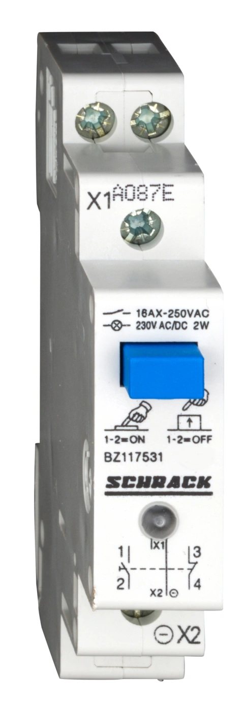 Buton modular (cu revenire) 1ND+1NI, cu LED, 16A, 230VAC/DC
