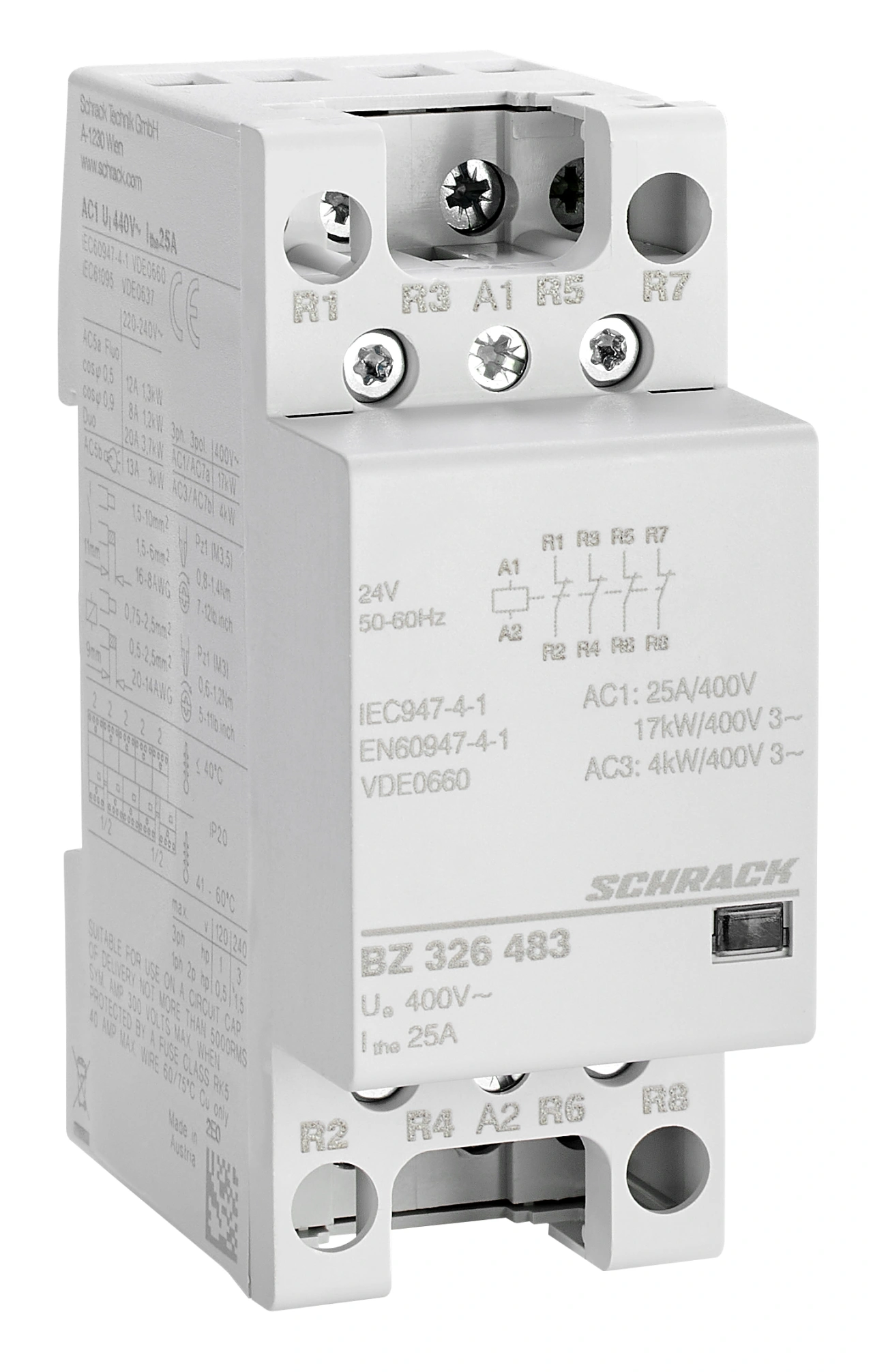 Contactor modular 25A 4NI 24VAC 2UH