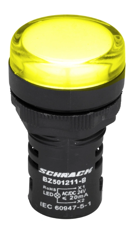 Lampă de semnalizare cu LED, monobloc, 24V-AC/DC, galben