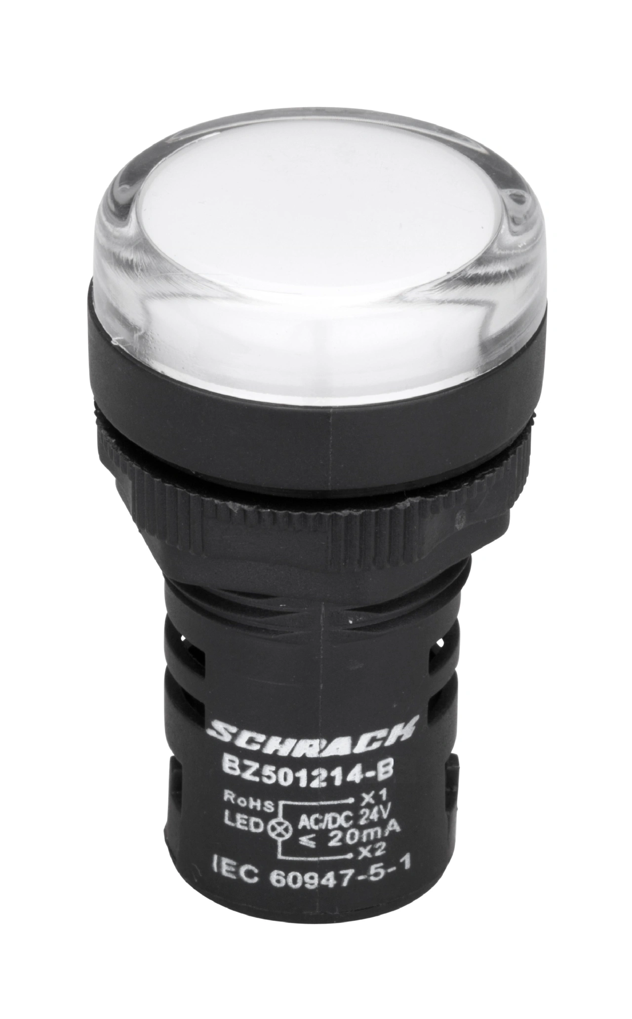 Lampă de semnalizare cu LED, monobloc, 24V-AC/DC, alb