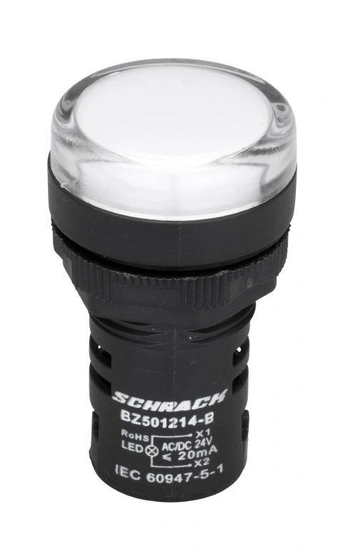 Lampă de semnalizare cu LED, monobloc, 24V-AC/DC, alb