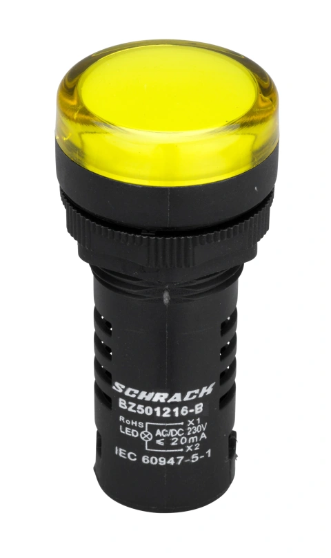 Lampă de semnalizare cu LED, monobloc, 230V-AC/DC, galben