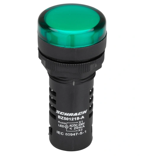 Lampă de semnalizare cu LED, monobloc, 230V-AC/DC, verde