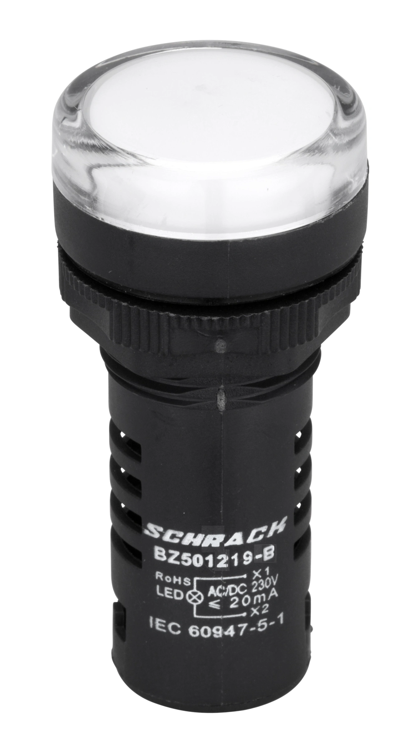 Lampă de semnalizare cu LED, monobloc, 230V-AC/DC, alb