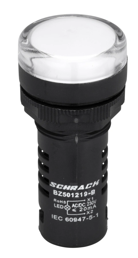 Lampă de semnalizare cu LED, monobloc, 230V-AC/DC, alb