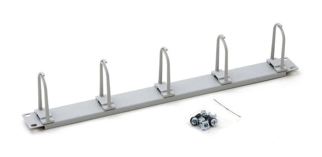 Organizator cabluri 19", 1U, 5 inele de plastic mari 40x83mm