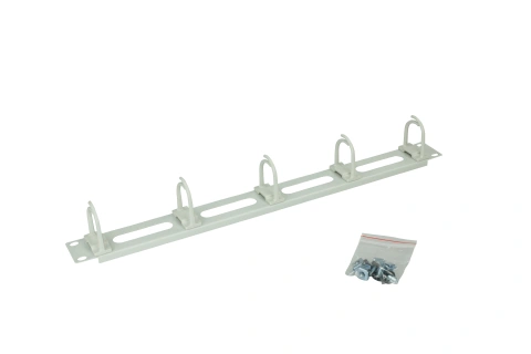 Organizator cabl. 19", 1U,4 desch şi 5 inele 40x53mm,RAL7035