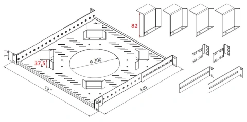 Suport 19" stocare rezervă cabluri, D=440mm, RAL7035_1