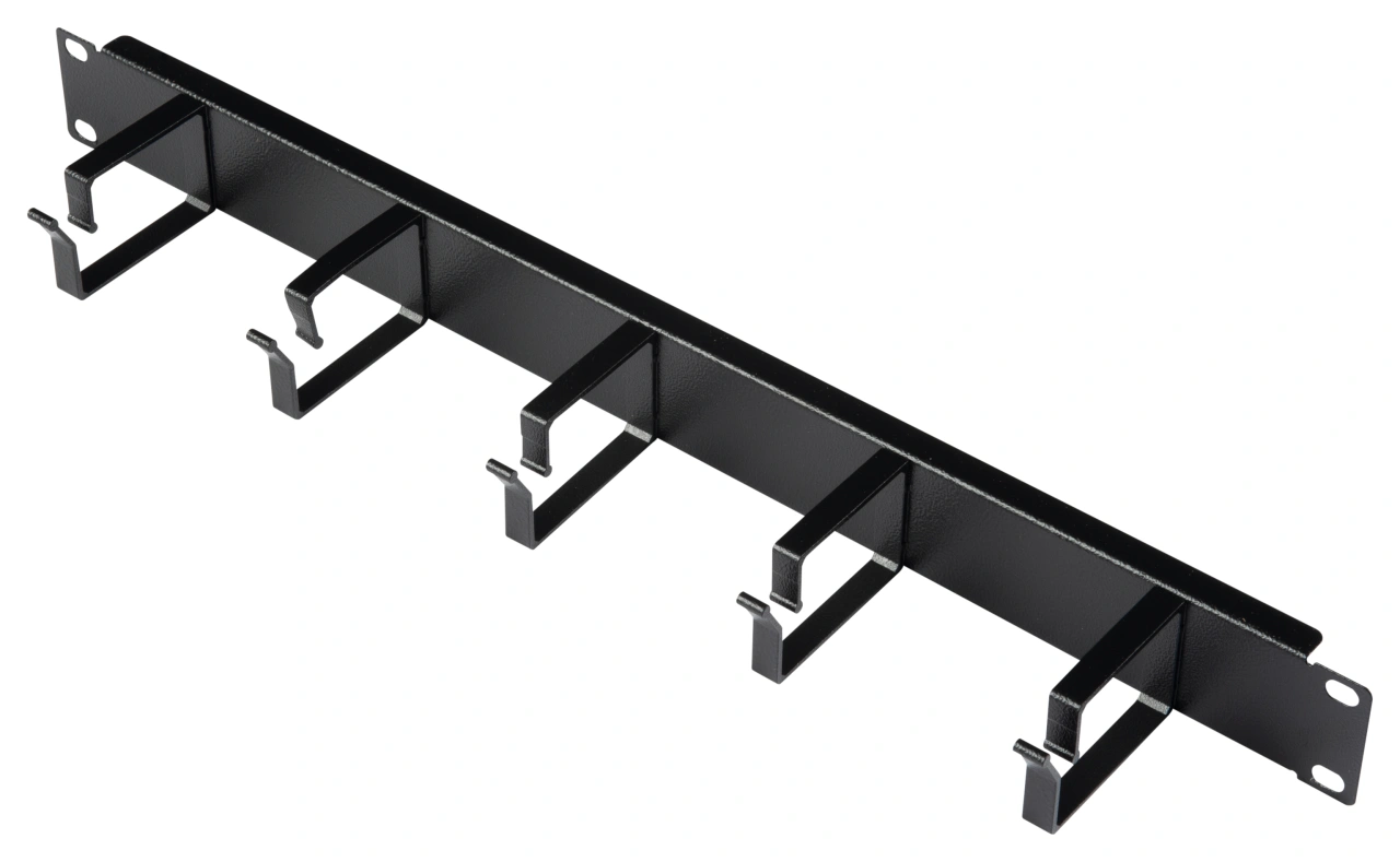Organizator 19", 1U, 5 inele, negru RAL 9005