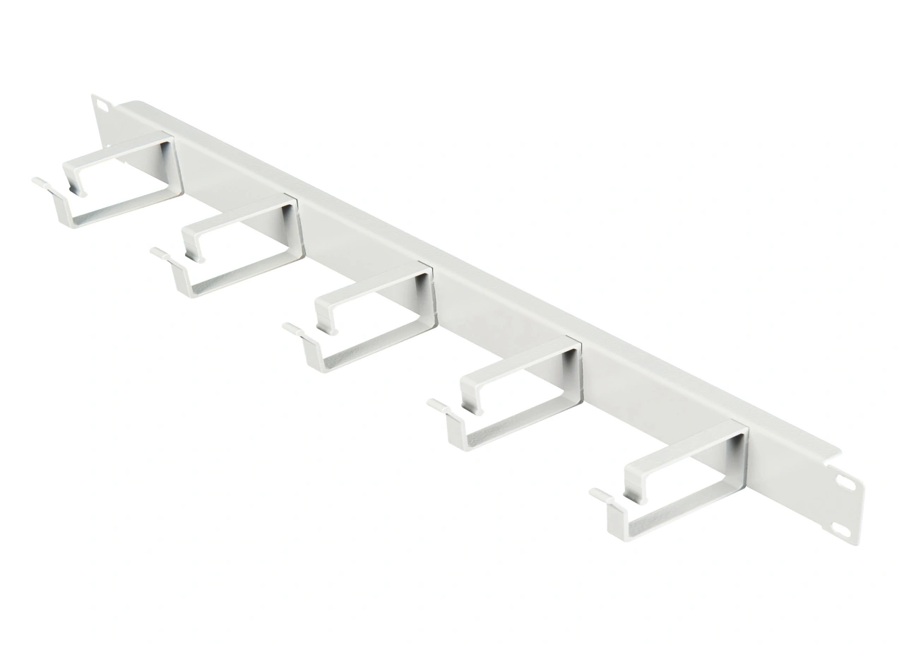 Organizator 19” 1U, 5 inele metalice, RAL7035