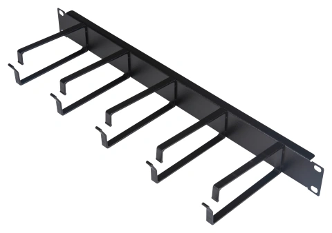 Organizator 19", 1U, 5 inele, negru RAL 9005