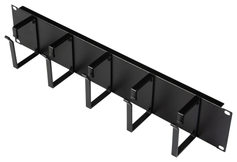 Organizator 19", 2U, 5 inele, negru RAL 9005