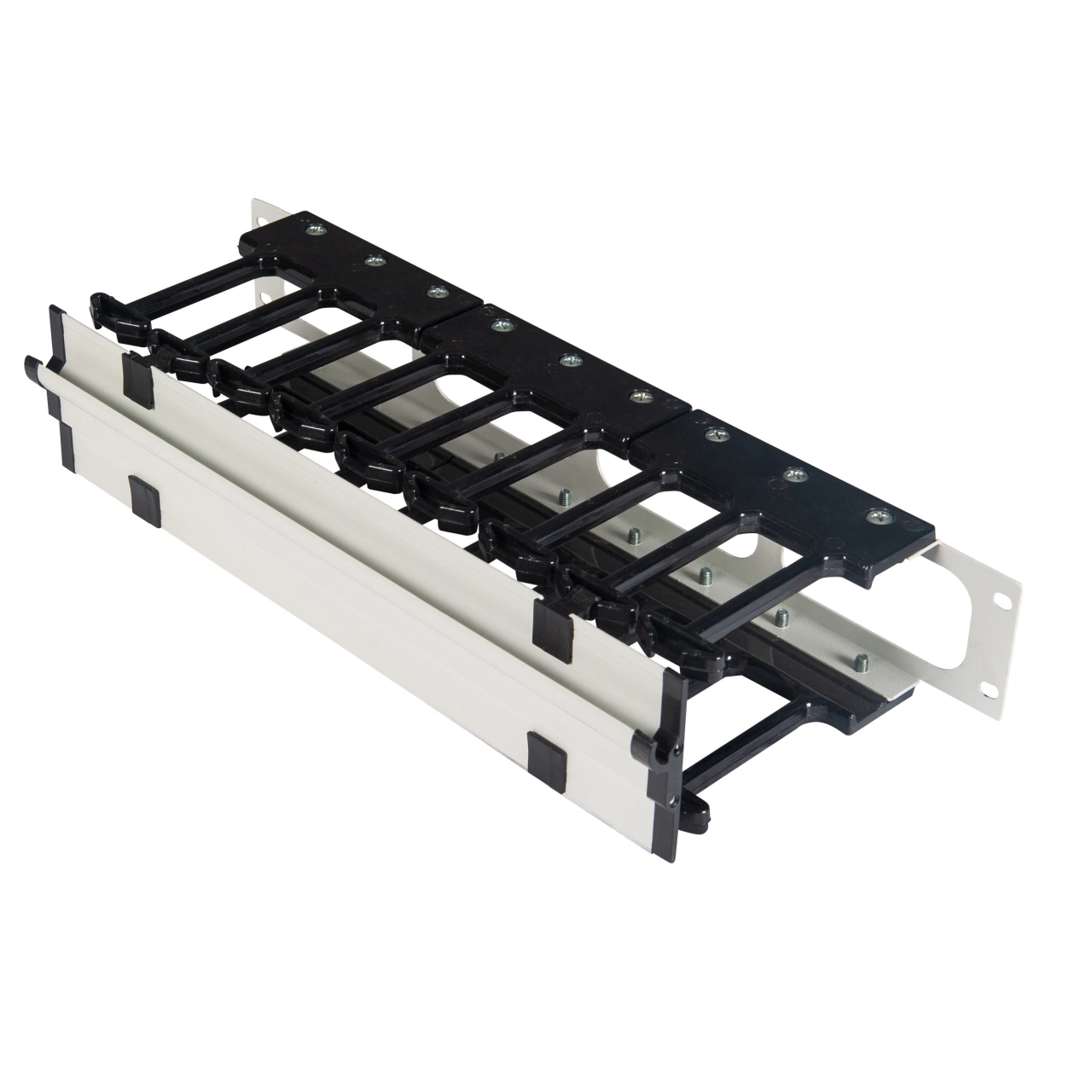 Organizator 19" cu canal de cablu, 2U, capac cu clips