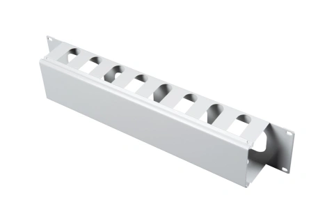 Organizator 19" cu canal de cablu, 2U, capac turnat