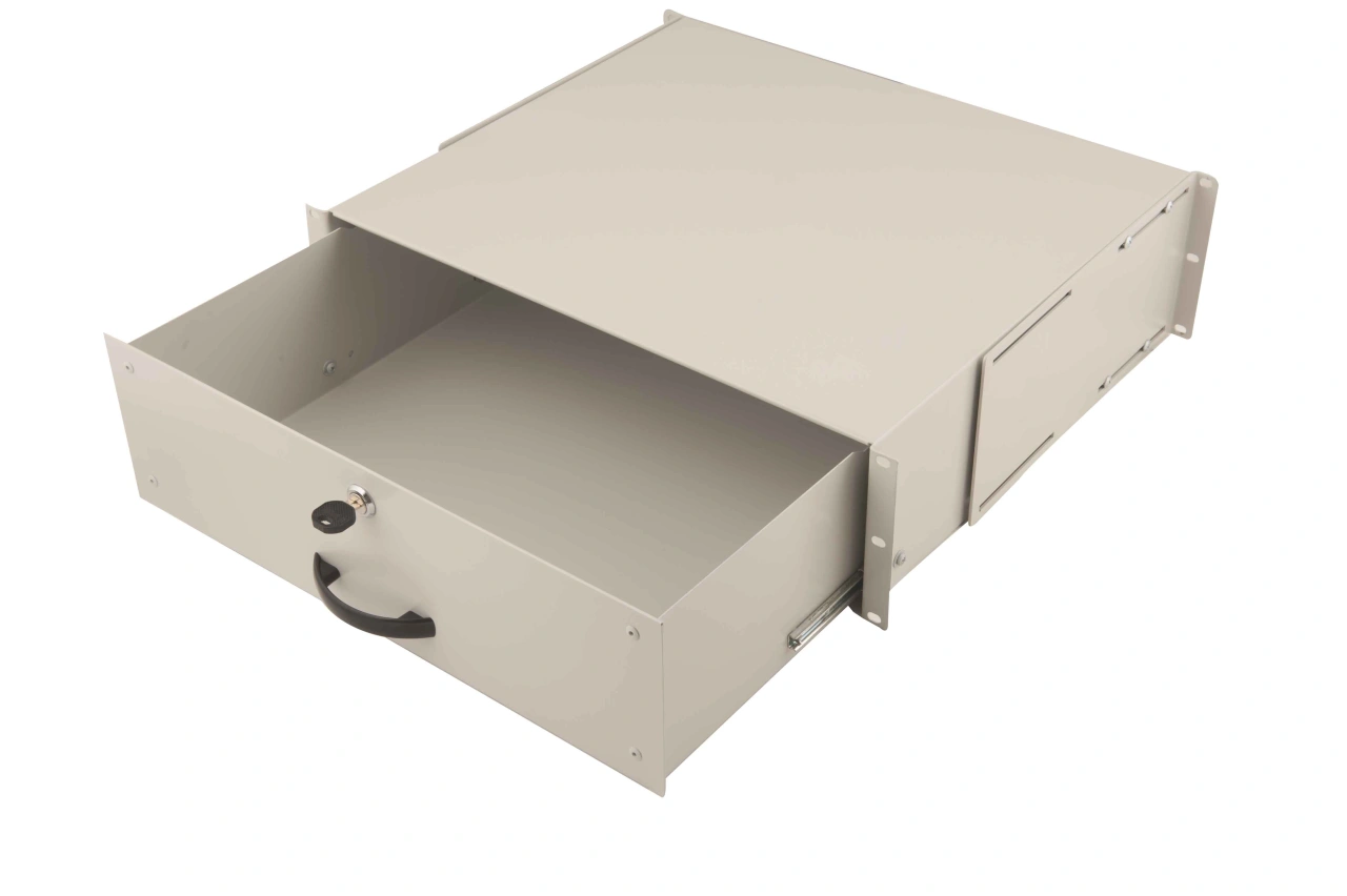 Sertar tastatură și mouse, 19”, 3U, D=400, RAL7035