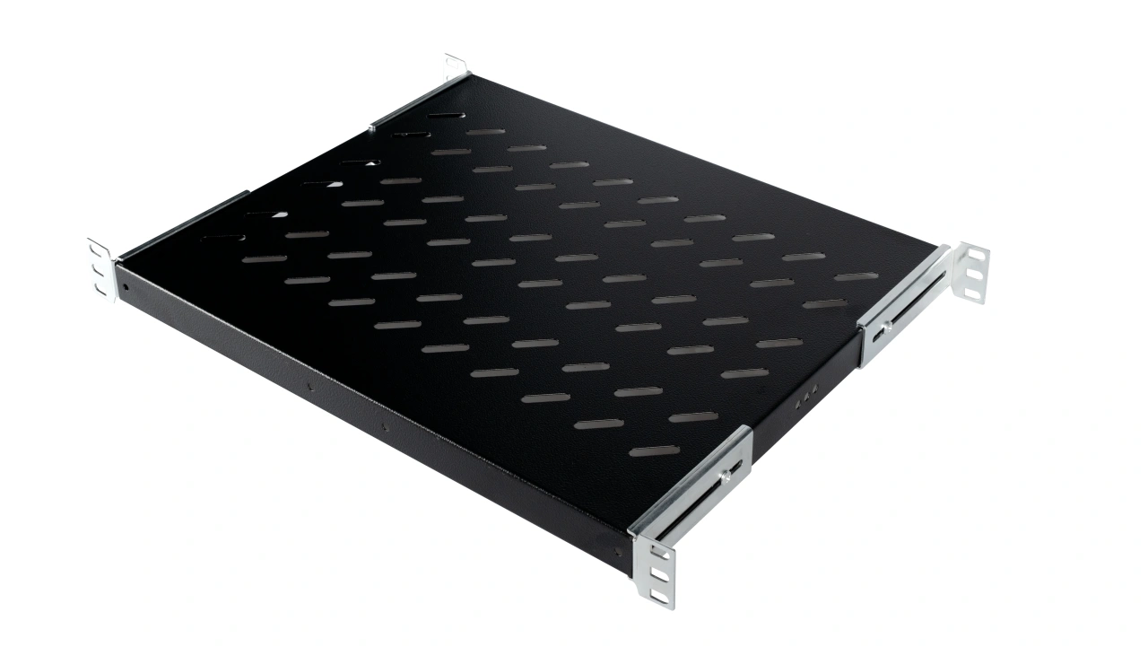 Tavă fixă 19", 1U, 50kg, D370, negru RAL 9005
