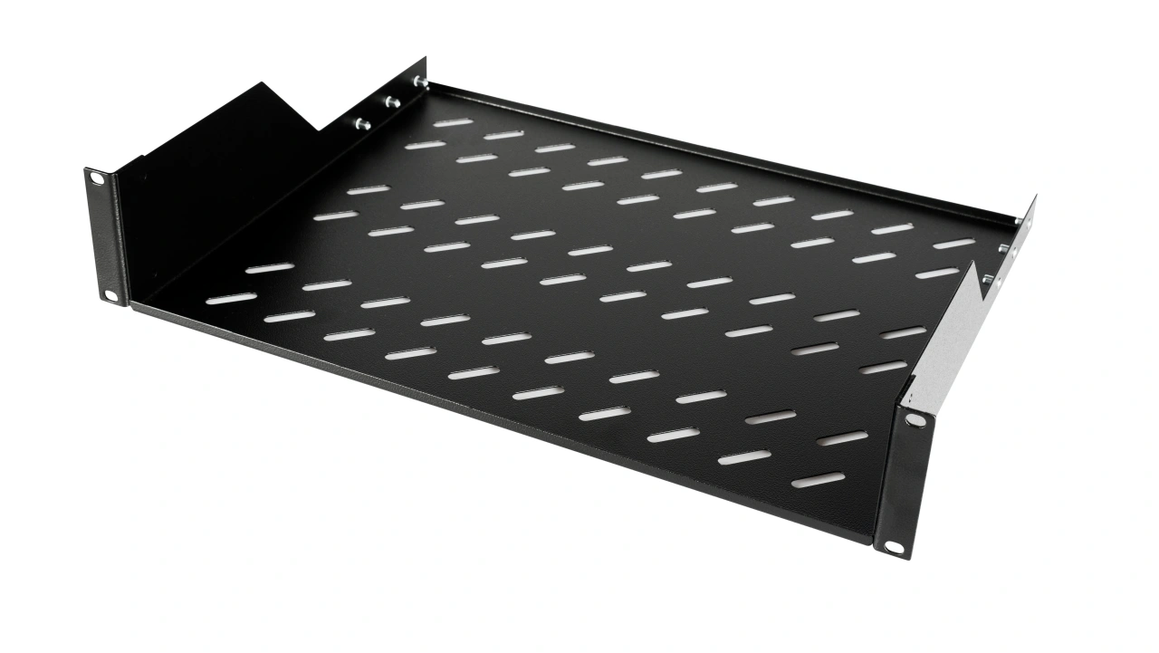 Tavă fixă 19", 2U, 50kg, D350, negru RAL 9005