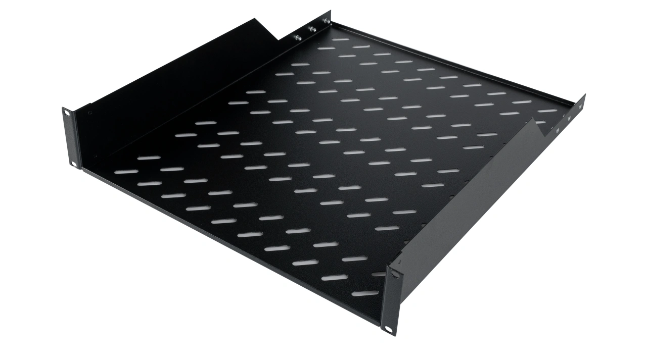 Tavă fixă 19", 2U, 50kg, D350, negru RAL 9005