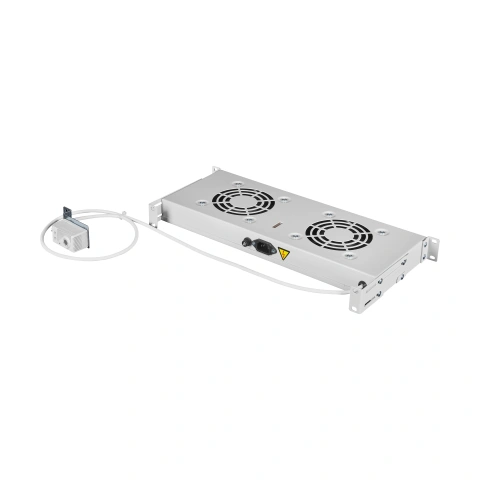 Placă 19” cu 2 ventilatoare, 1U, termostat analogic, RAL7035_2
