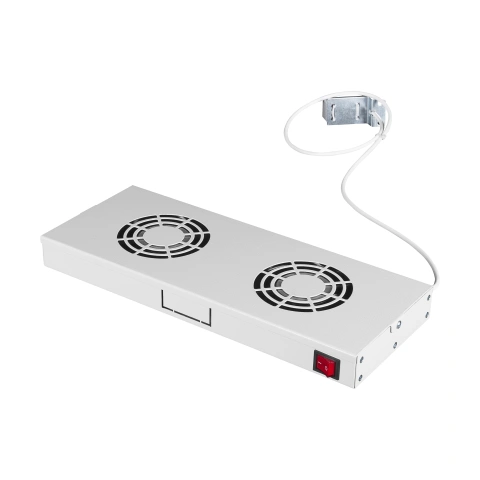 Placă 19” cu 2 ventilatoare, 1U, termostat analogic, RAL7035_4