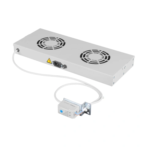 Placă 19” cu 2 ventilatoare, 1U, termostat analogic, RAL7035_5