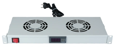 Placă 19” cu 2 ventilatoare, 1U, termostat digital, RAL7035_1