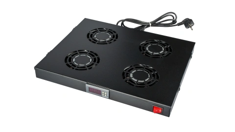 Placă 19" cu 4 ventilatoare, 1U, digital, negru RAL 9005