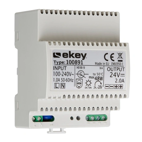 ekey power supply 230 VAC / 24 VDC / 2A for DIN-rail mount