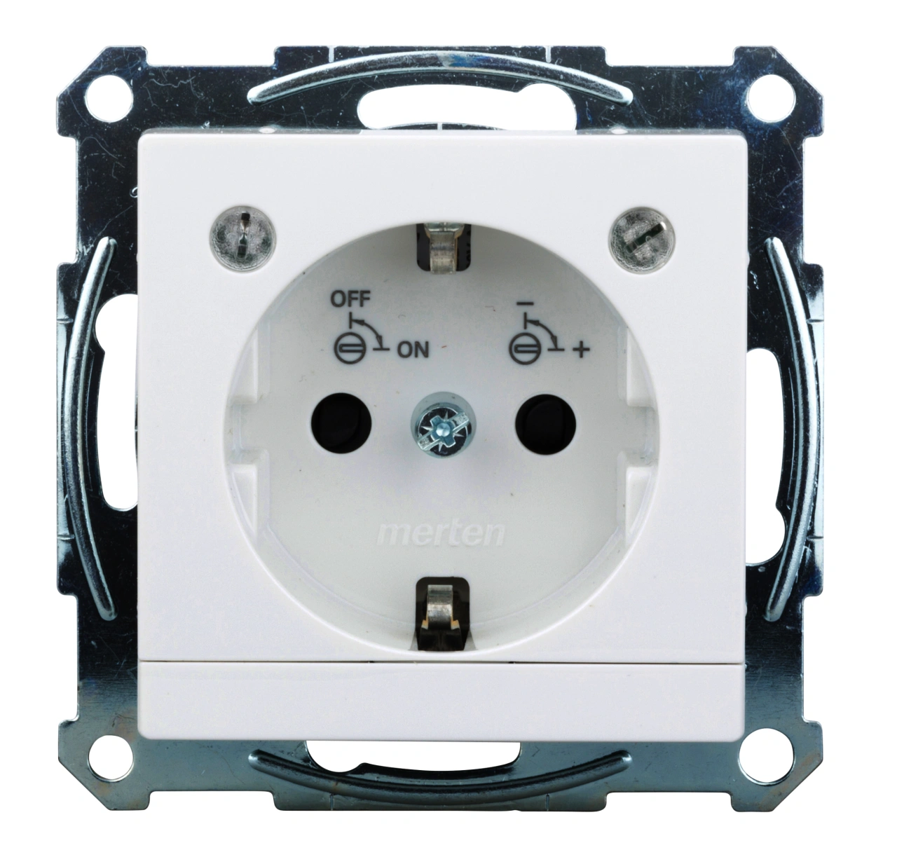 Insert priză cu contact de protecţie şi modul LED, alb