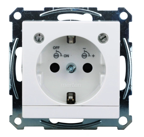 Insert priză cu contact de protecţie şi modul LED, alb