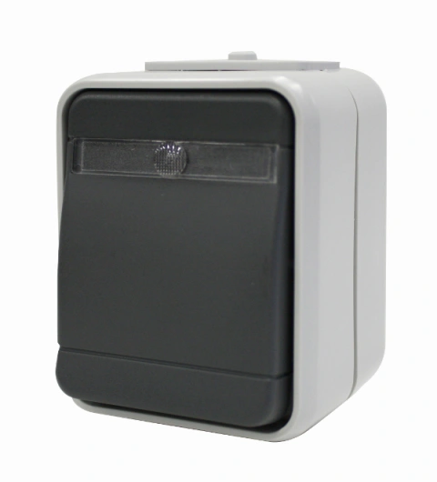 Intrerupator simplu cu bec IP44, gri/gri