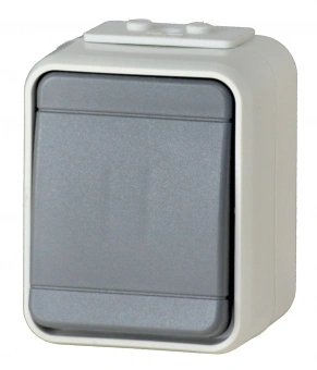 Buton cu revenire IP44, gri/gri