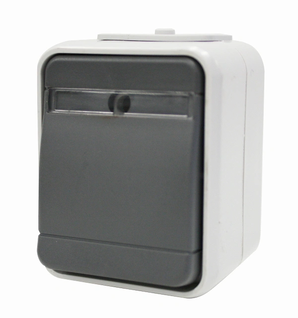 Buton cu revenire cu inscriptionare IP44, gri/gri