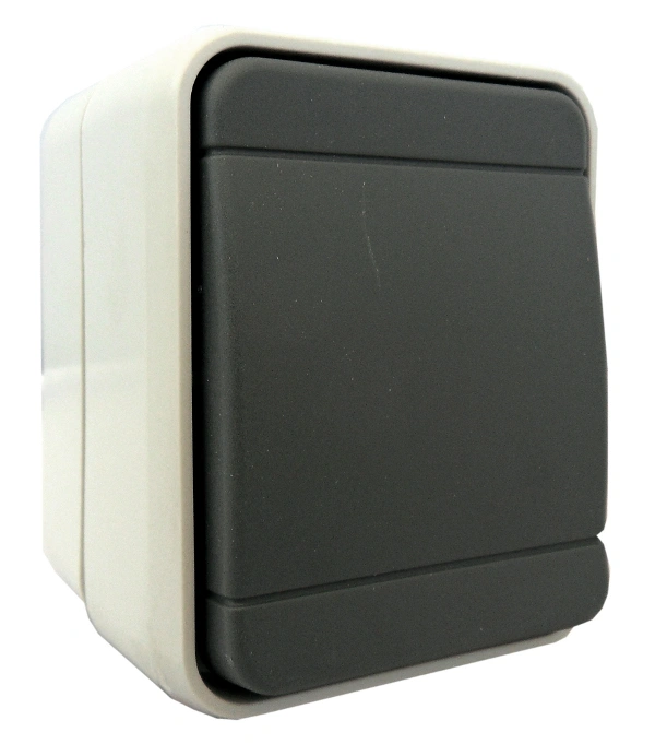 Buton cu revenire IP44, gri/gri