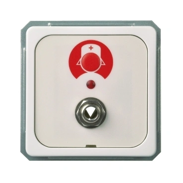 Buton apel+doză pentru buton cu fir, alb-perlă