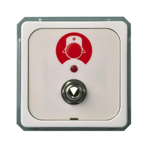 Buton de apel+doză pentru buton cu fir, alb-pur