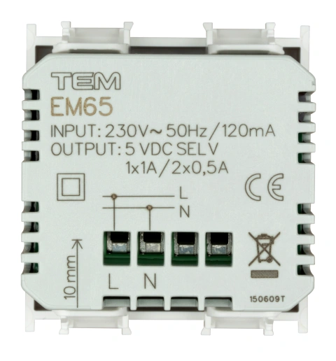 Insert priză de încărcare USB 5V 1A 2M, alb_2
