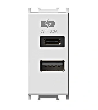 USB 2-gang power supply, 20W, 5V, 3A, 1M, white