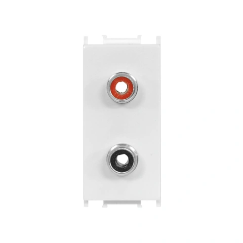 Priză audio 1M 2xRCA, alb