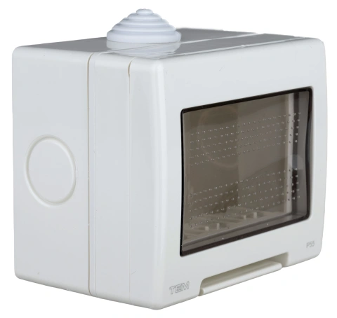 Outdoor surface mount box, IP55, transparent lid, 3M, white_3