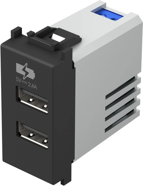 USB 2-gang power supply, 5V, 2,4A, 1M, black_1