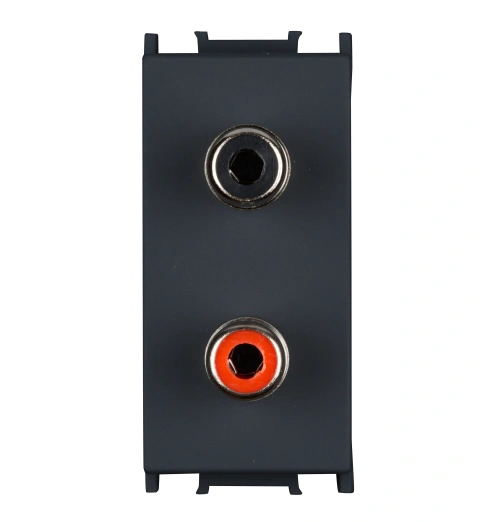 Priză audio 1M 2xRCA, negru