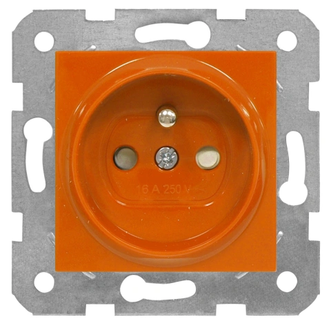 Insert priză 16A pin PE, protecţie copii, cl. el, orange