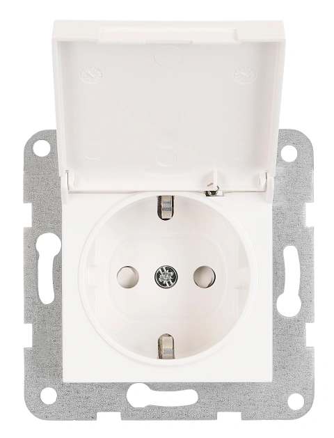Socket outlet, flap cover, cage clamps, 1 pcs, white_4