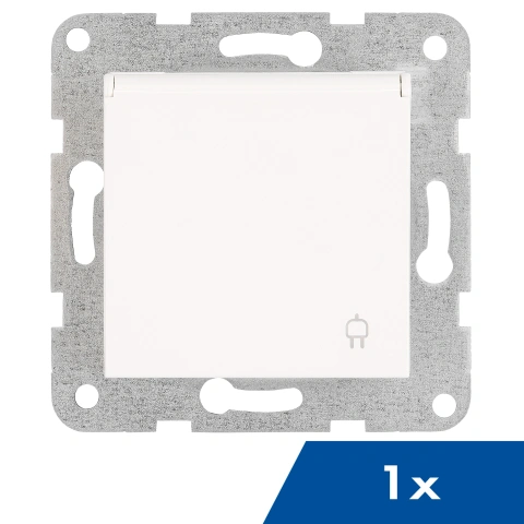 Socket outlet, flap cover, cage clamps, 1 pcs, white