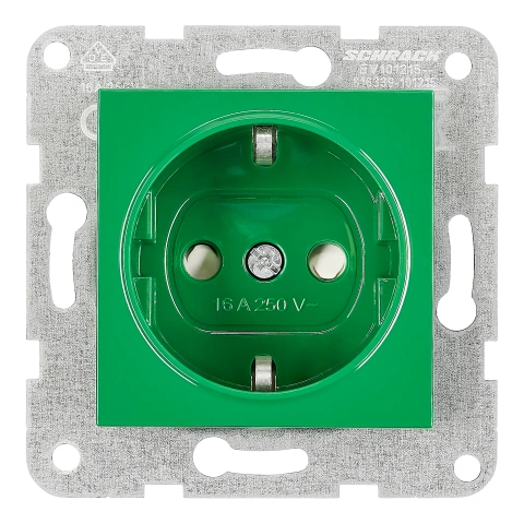 Insert priză, cu protecție, verde, cleme elastice