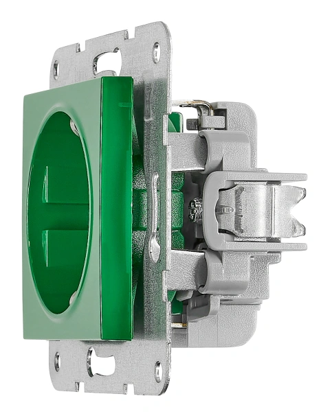Insert priză, cu protecție, verde, cleme elastice_4