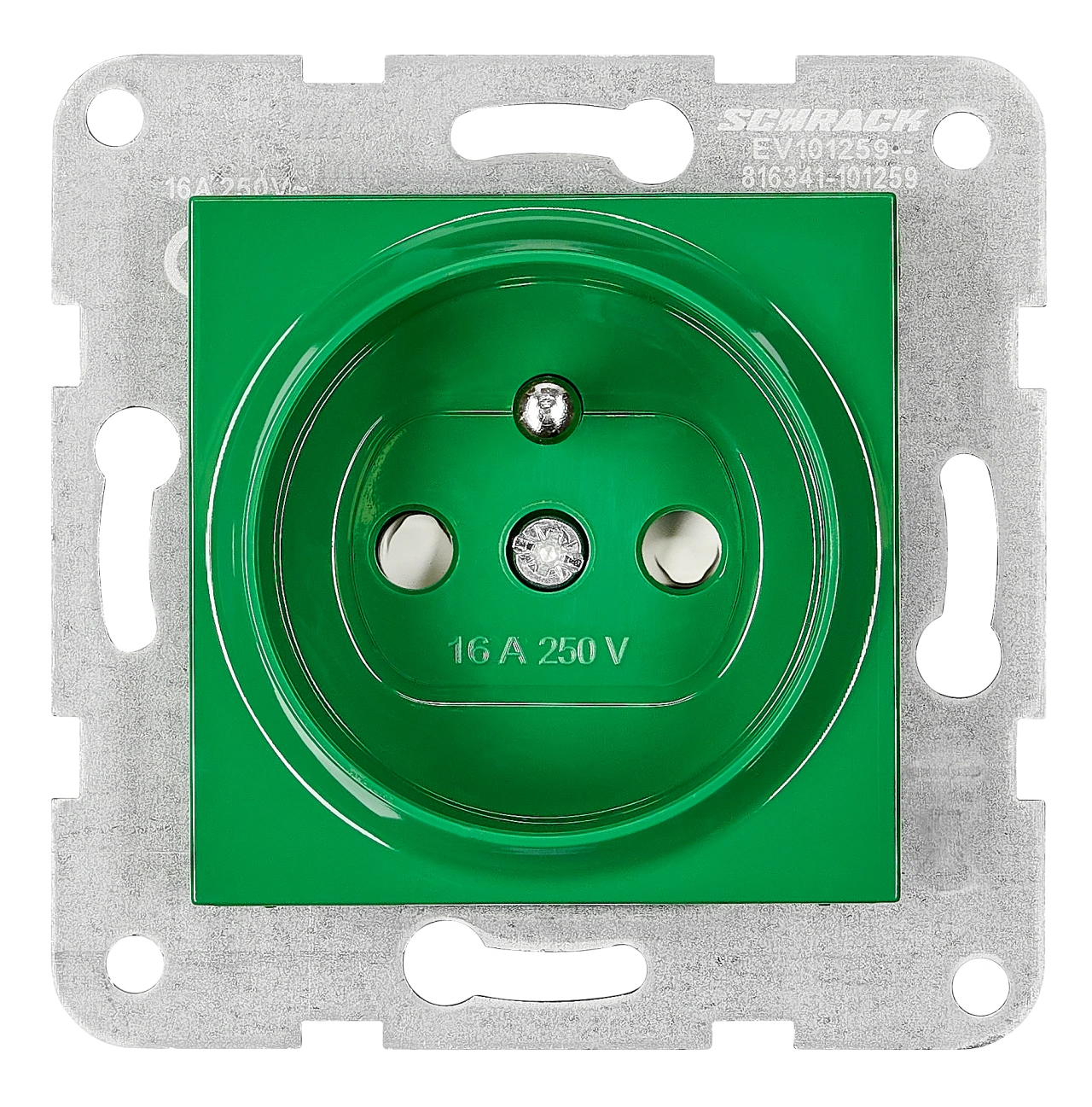 Insert priză, cu pin PE, protecție, cleme elastice,verde
